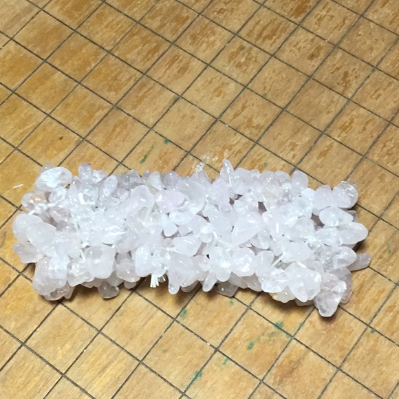 Semiprecious Stone Crystal Soft Pink Quartz 6”L x 1.25”W Elastic Bracelet EVC - Picture 3 of 9